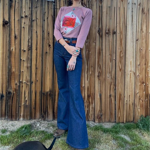 Vintage 60s 70s upcycled patchwork crewneck - Picture 5 of 14